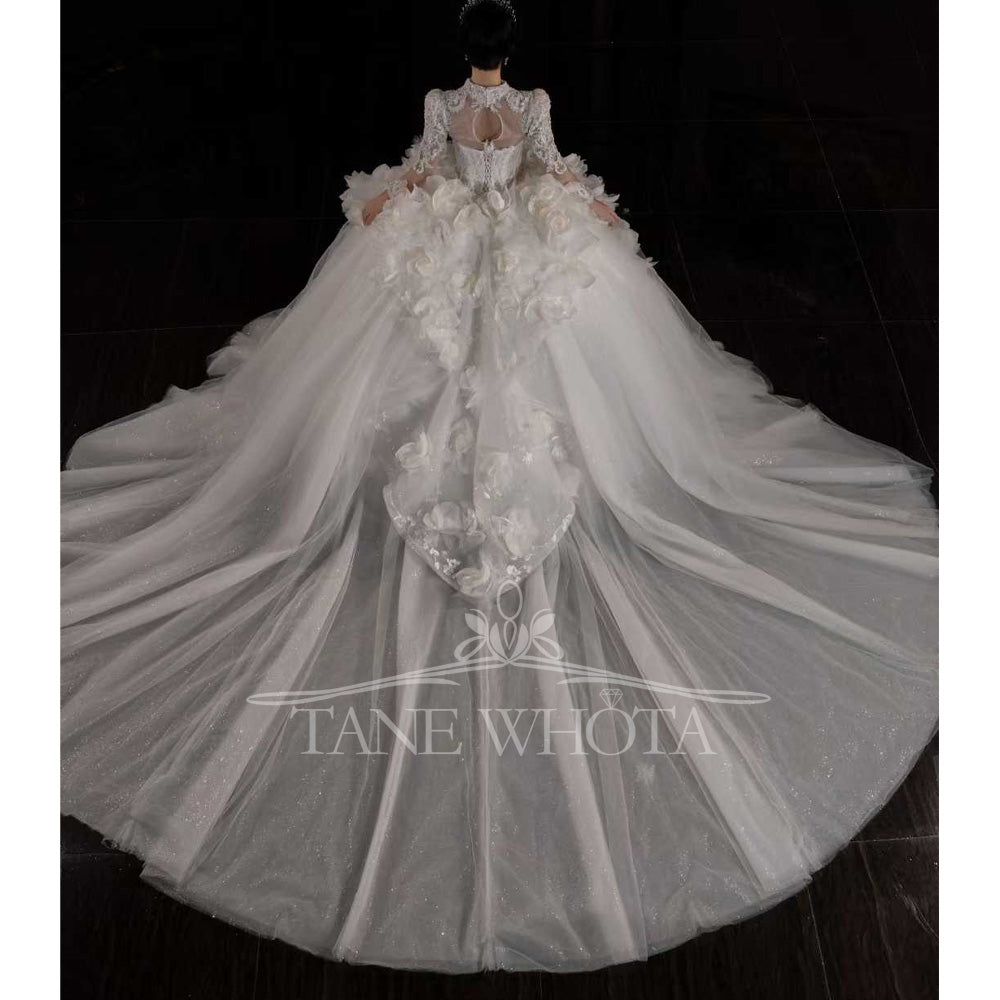 TW673 Luxury Detachable Jacket Sweetheart 3D Flower Beaded Sequined Ball Gown Wedding Dress Sexy Customized Novias Vestidos