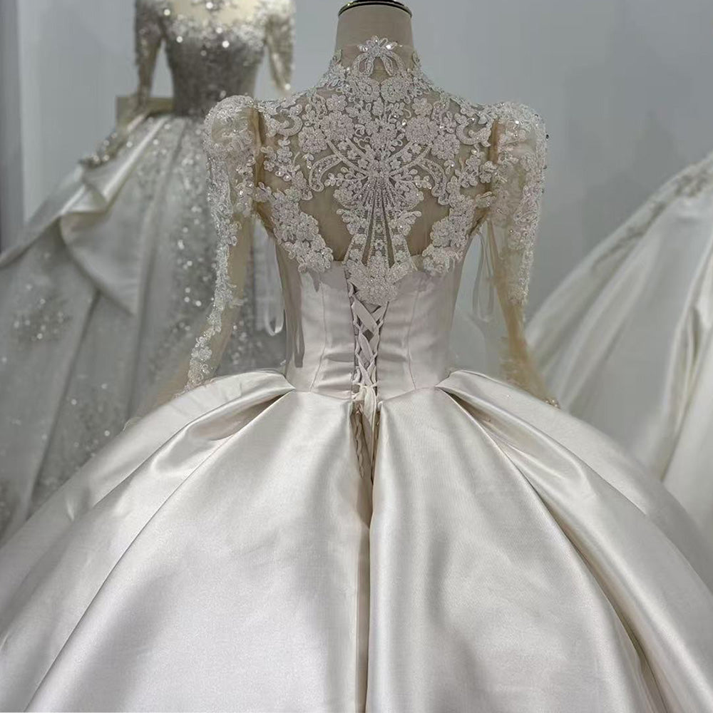 TW011 Robe Mariage Femme 3 Wear Bow Sweetheart Back Lace Up Ball Gown Satin Wedding Dress With Lace Jacket