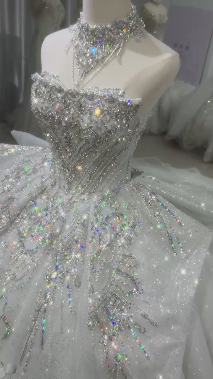 TW148 Robes De Mariée 2025 Strapless Wedding Dress Lace Up Back Beading Crystal Embroidery Sequined Customized Ball Gown Bridal Dress