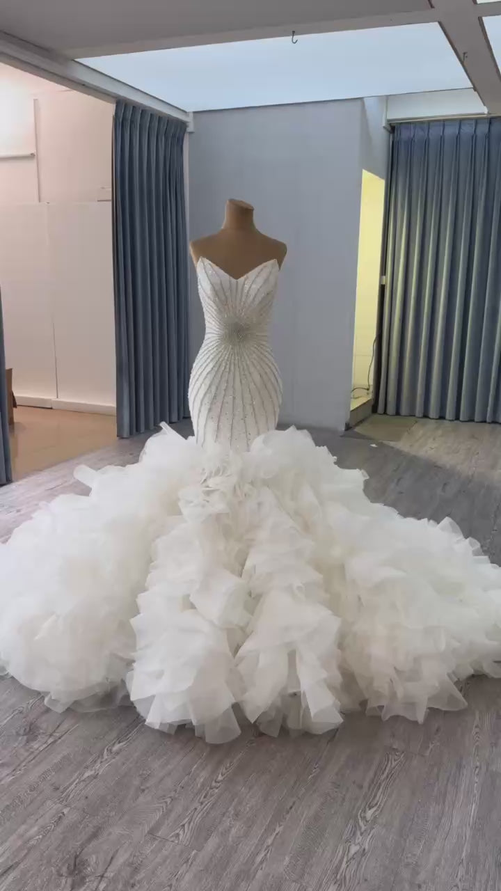 TW085 Suknie ślubne Sleeveless Sweetheart Beading Crystal Wedding Dress Lace Up Back Bridal Dress Vestido De Novia