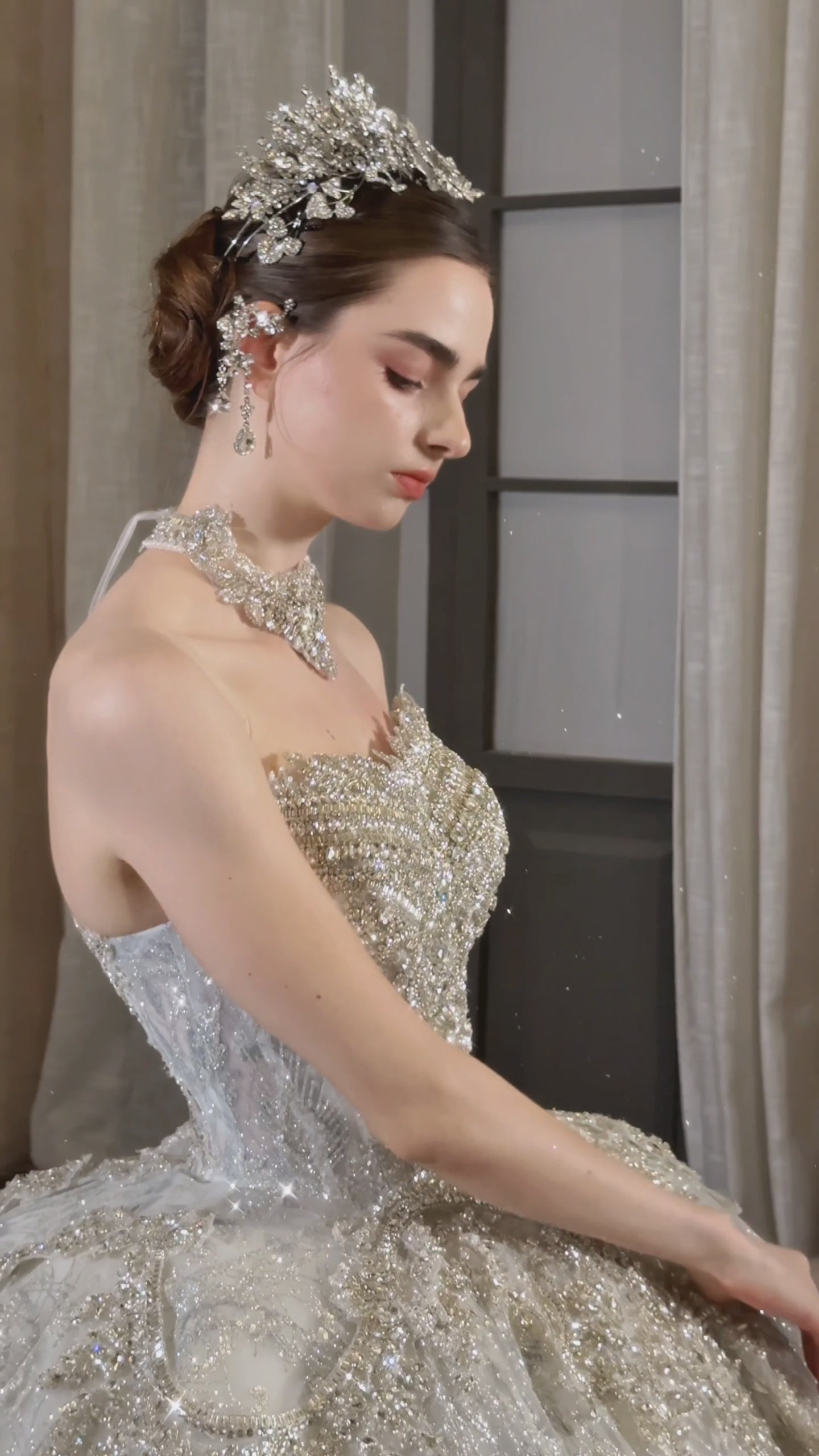 TW551 Luxury Weddings Dresses For Bride With Sweetheart Detachable Sleeve Beading Sequined Ball Gown Customizable