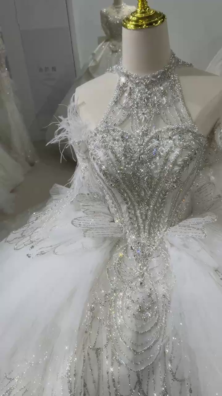 TW029 2 Wear Vestido Blanco Boda Civil Wedding Gown Dress Halter Keyhole Back Shiny Bride Wedding Dresses