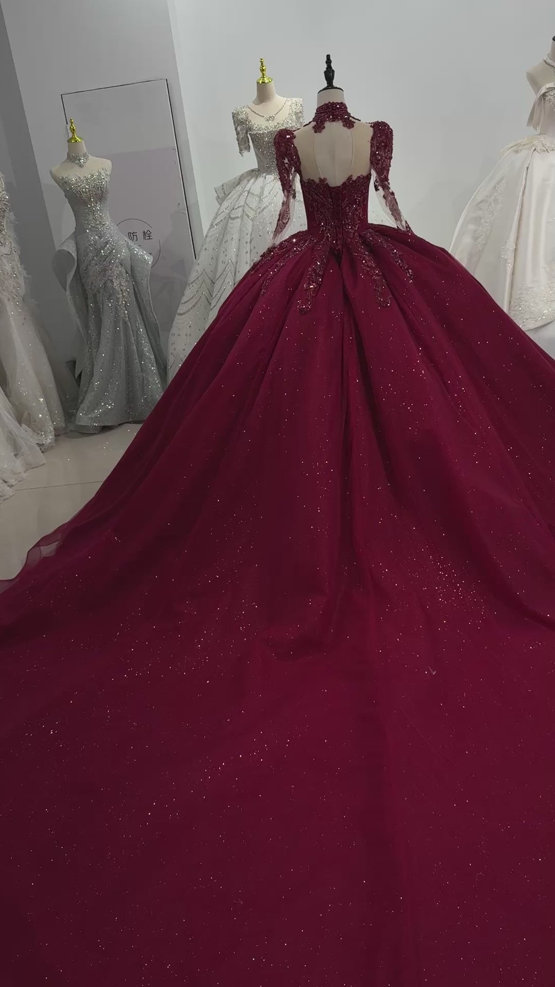 TW552 Robe Soirée De Luxe 2025 High Long Sleeve Red Ball Gown Women's Evening Dress Sequined Beading Elegant Fashionable