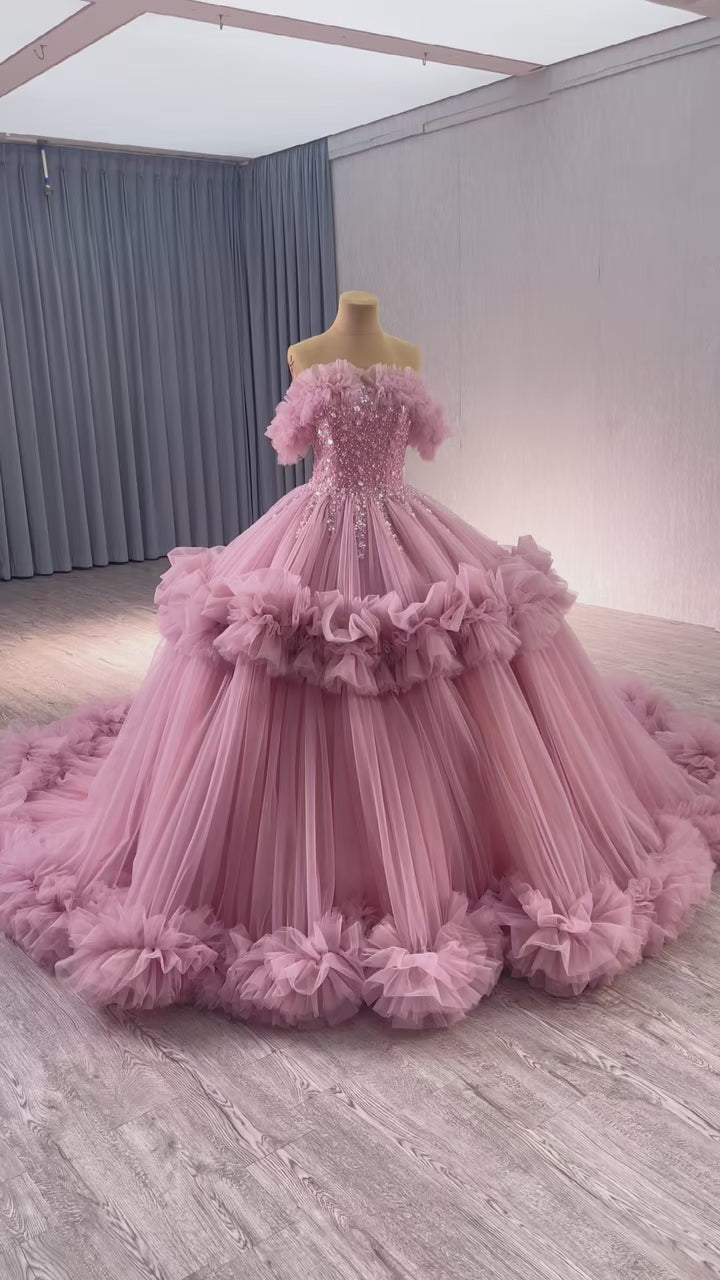 TW455 Luxury Quinceanera Dress Vestido De Quinceañeras Strapless Lace-Up Back Sequined Beading Customized Girls Latin Party Gown