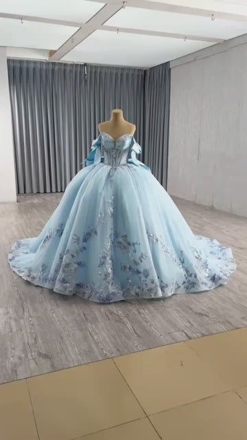 TW492 Vestidos De 15 Quinceañeras Azul Sweetheart Ball Gown Beading Crystal Evening Gown XV Princess Quinceanera Dress