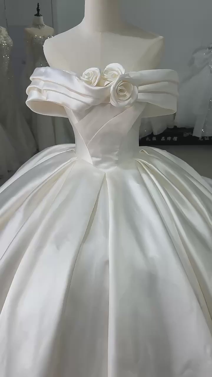 TW131 Wedding Dresses 2025 Strapless Flower Lace Up Back Off Shoulder Ball Gown Luxury Wedding Dress