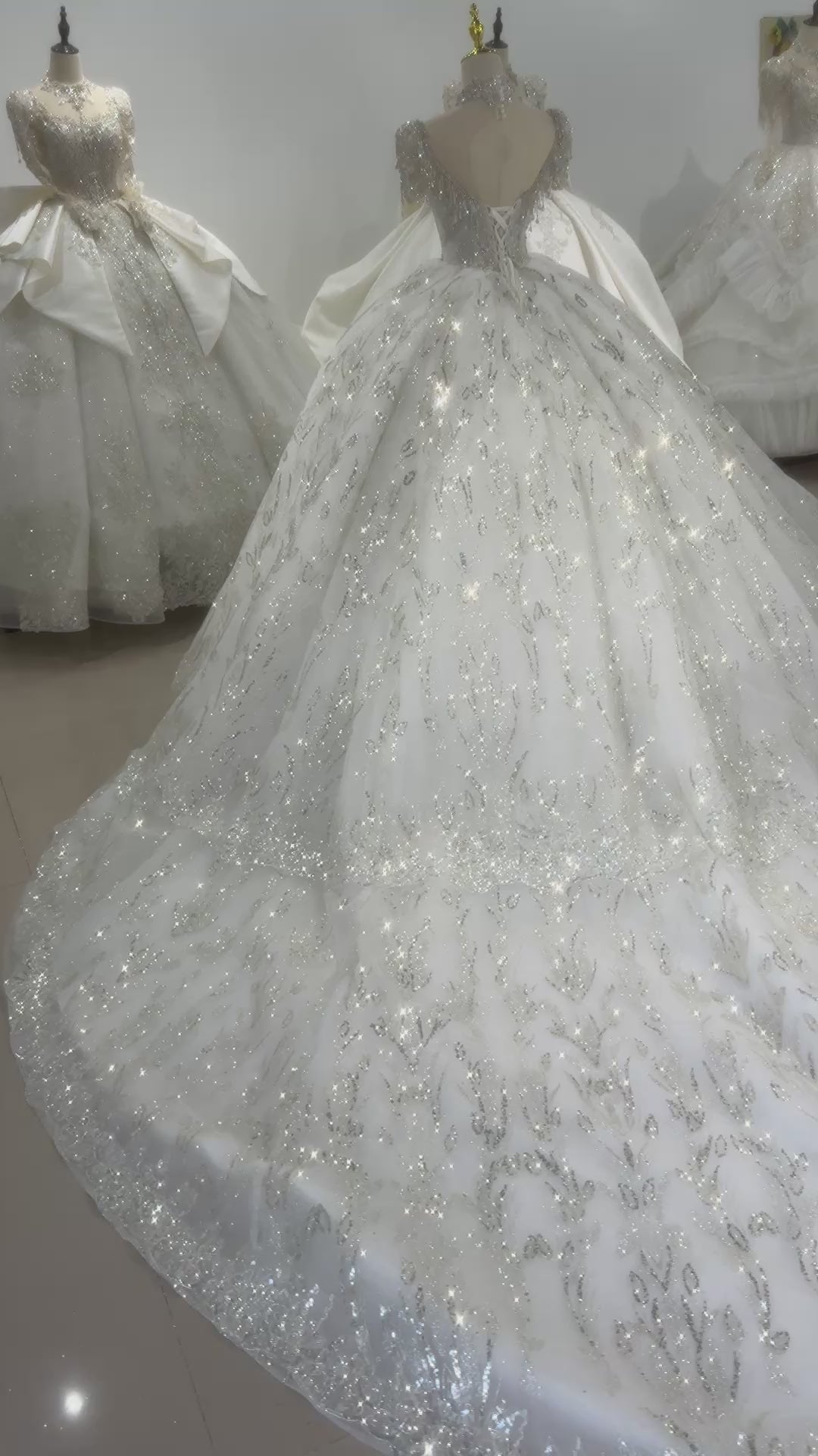 TW015 Trouwjurk Short Sleeve Sweetheart Wedding Dress Lace Up Back Ball Gown Bridal Dress