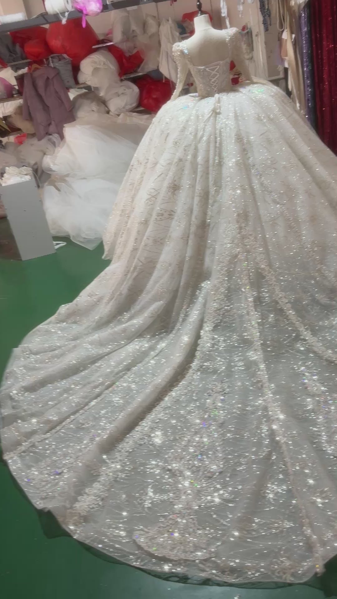 TW018 Vestido Boda Civil Dress Square Collar Long Sleeve Lace Up Back Customized Wedding Dresses