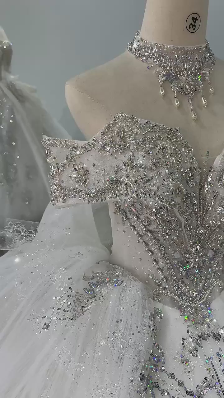 TW180 Sukienka Na Wesele Off Shoulder Sweetheart Lace Up Back Ball Gown Wedding Dress Sequined Embroidery Customized Wedding Dress