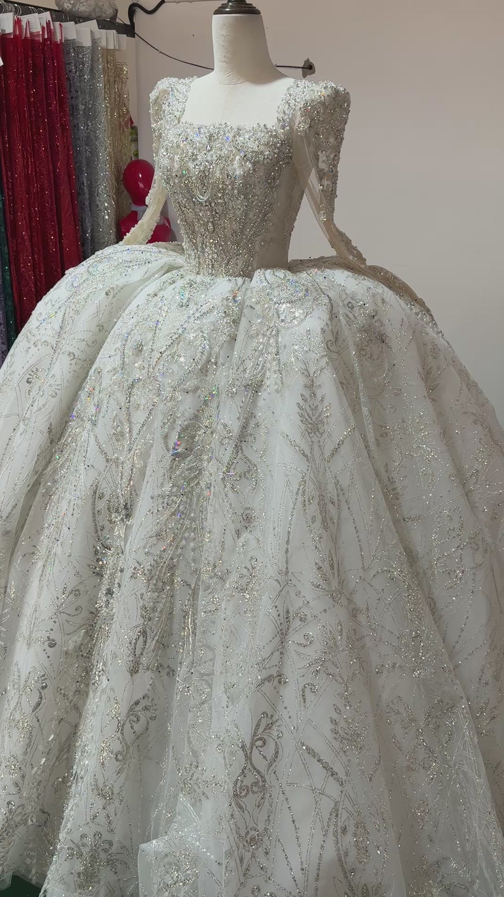 TW018 Vestido Boda Civil Dress Square Collar Long Sleeve Lace Up Back Customized Wedding Dresses