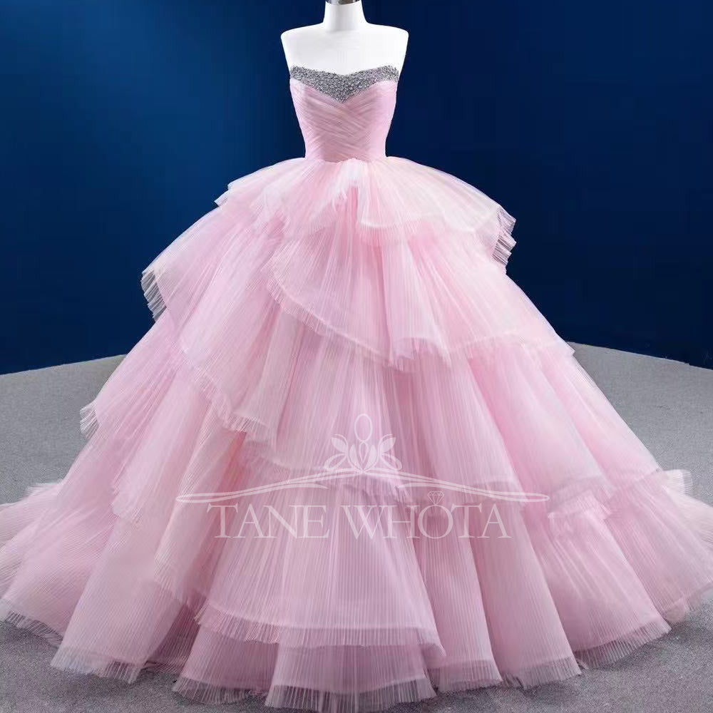 TW450 Pink Vestido De 15 Años Quinceañera Sweetheart Ball Gown Beading Crystal Evening Gown XV Quinceanera Dresses