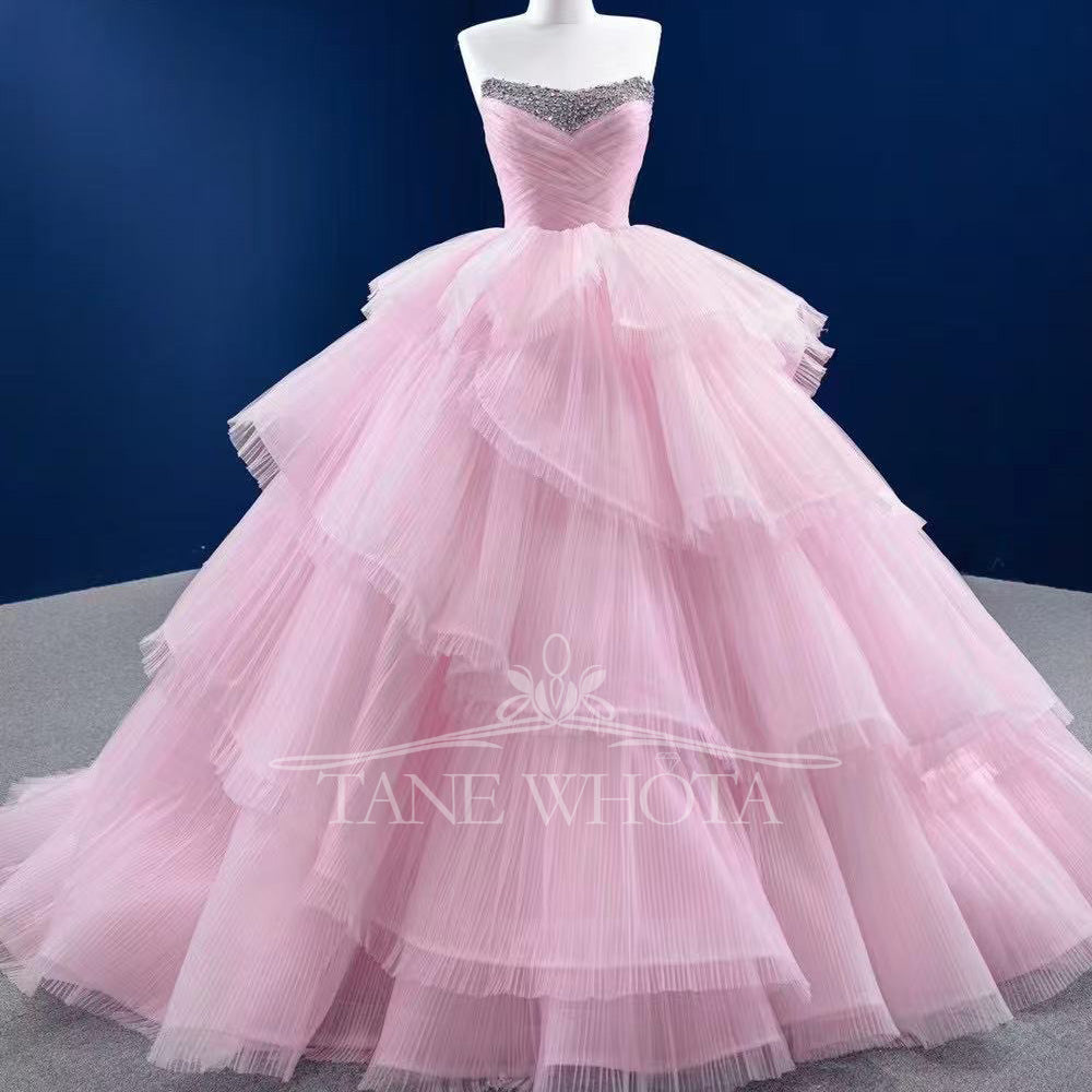 TW450 Pink Vestido De 15 Años Quinceañera Sweetheart Ball Gown Beading Crystal Evening Gown XV Quinceanera Dresses