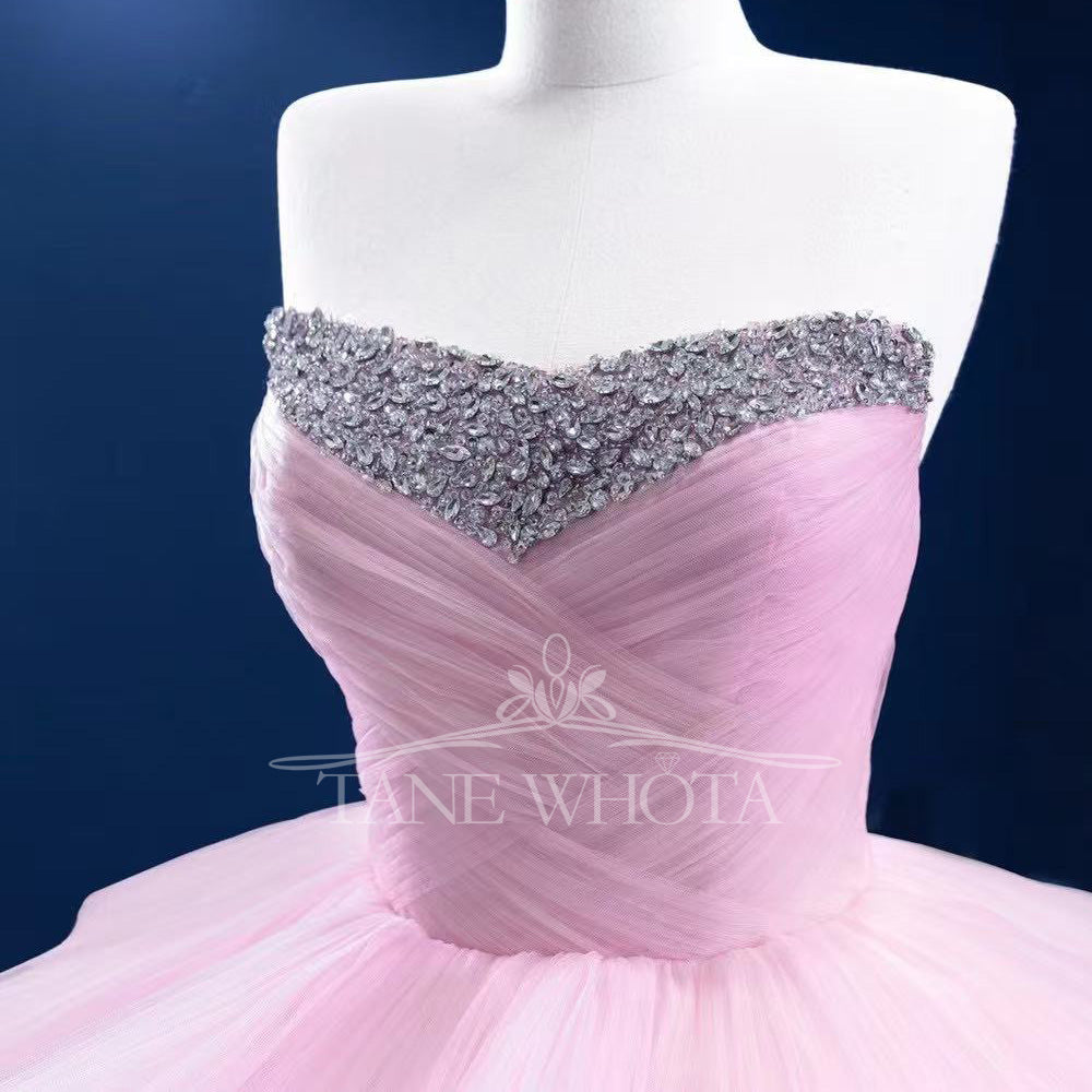 TW450 Pink Vestido De 15 Años Quinceañera Sweetheart Ball Gown Beading Crystal Evening Gown XV Quinceanera Dresses